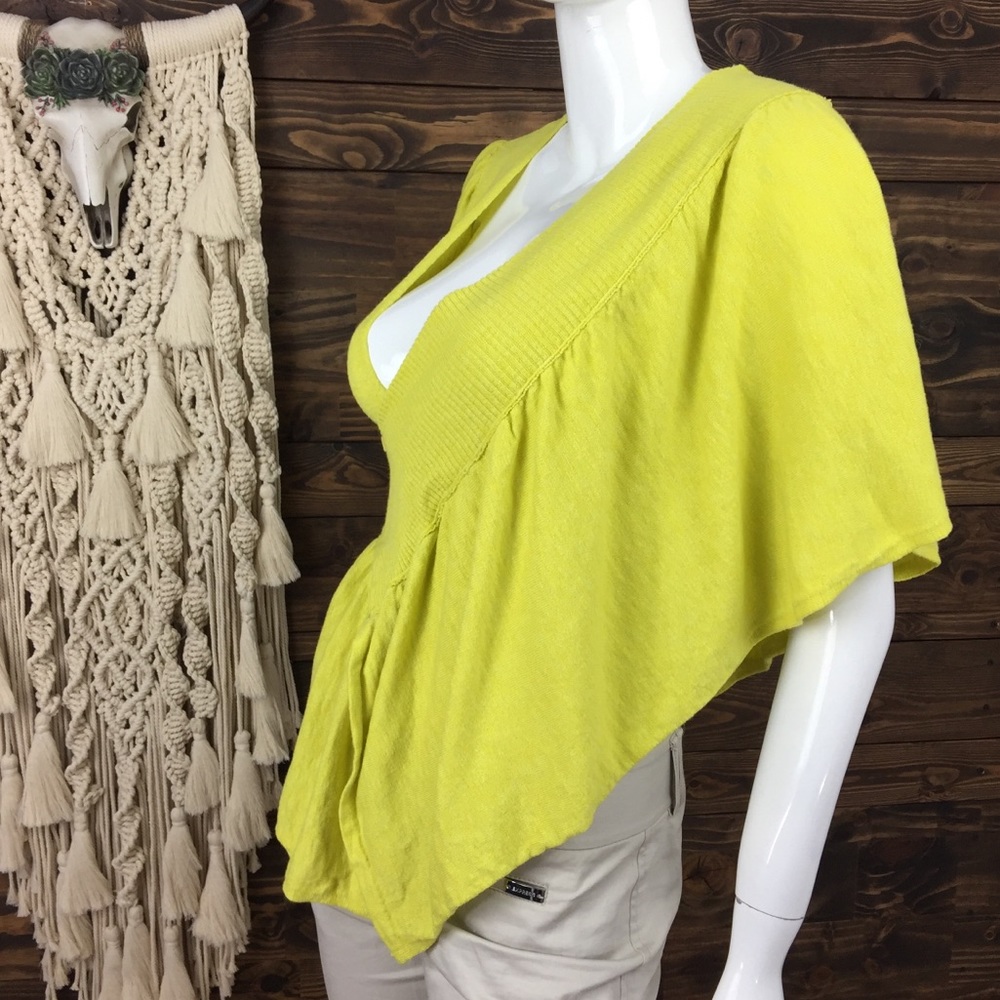 Moth |‎ Ribbed Asymmetrical Wrap Ruffle Sweater Yellow - Picture 3 of 7